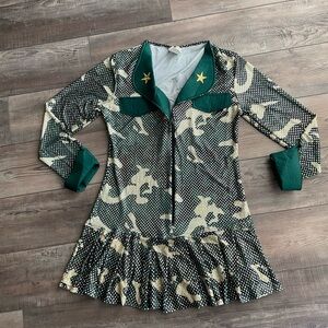 Green and Cream Camouflage Dress
